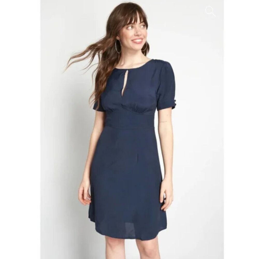 NWT‎ ModCloth The Keyhole Story A-line Dress in Navy Blue 12